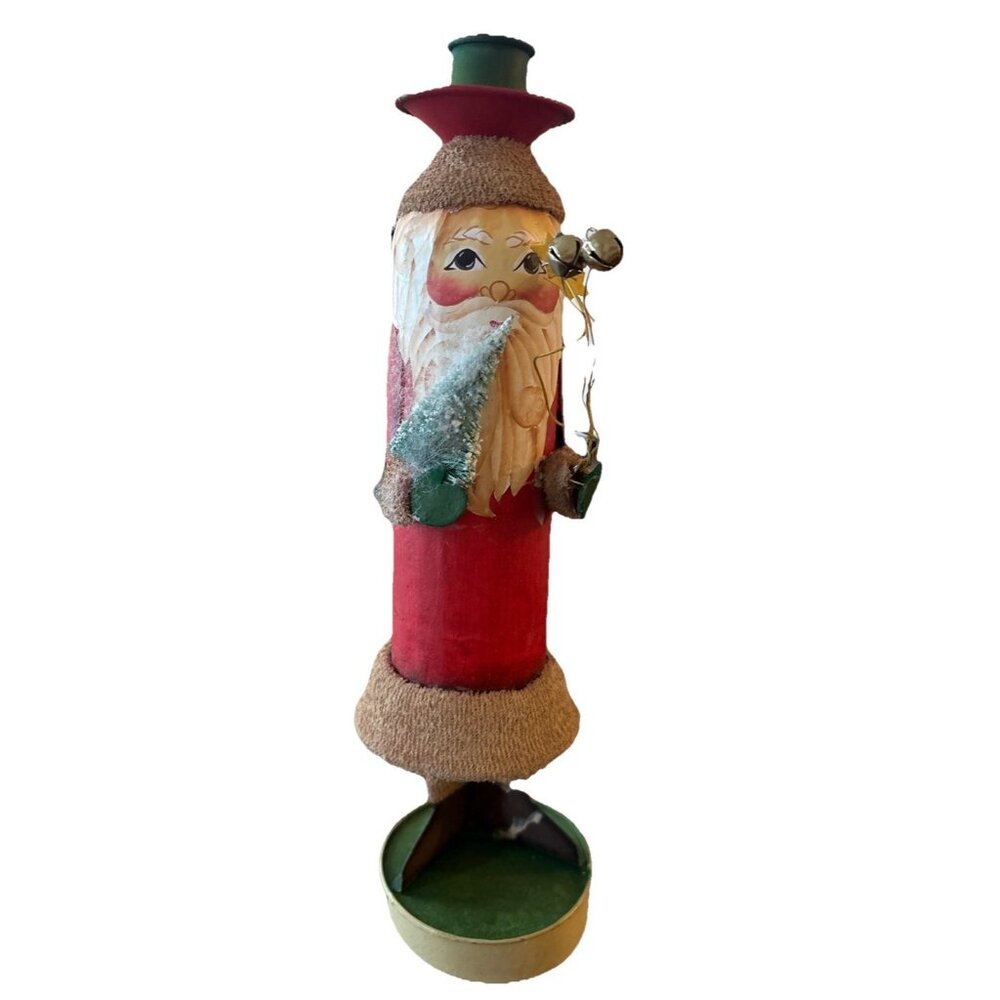 Vtg Silvestri Metal Taper Santa Candle Holder  12”-READ